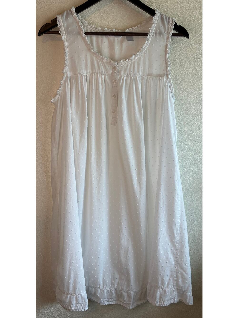 ADONNA | Cottagecore Swiss Dot Cotton Sleeveless Nightgown Ruffle Hem | Medium